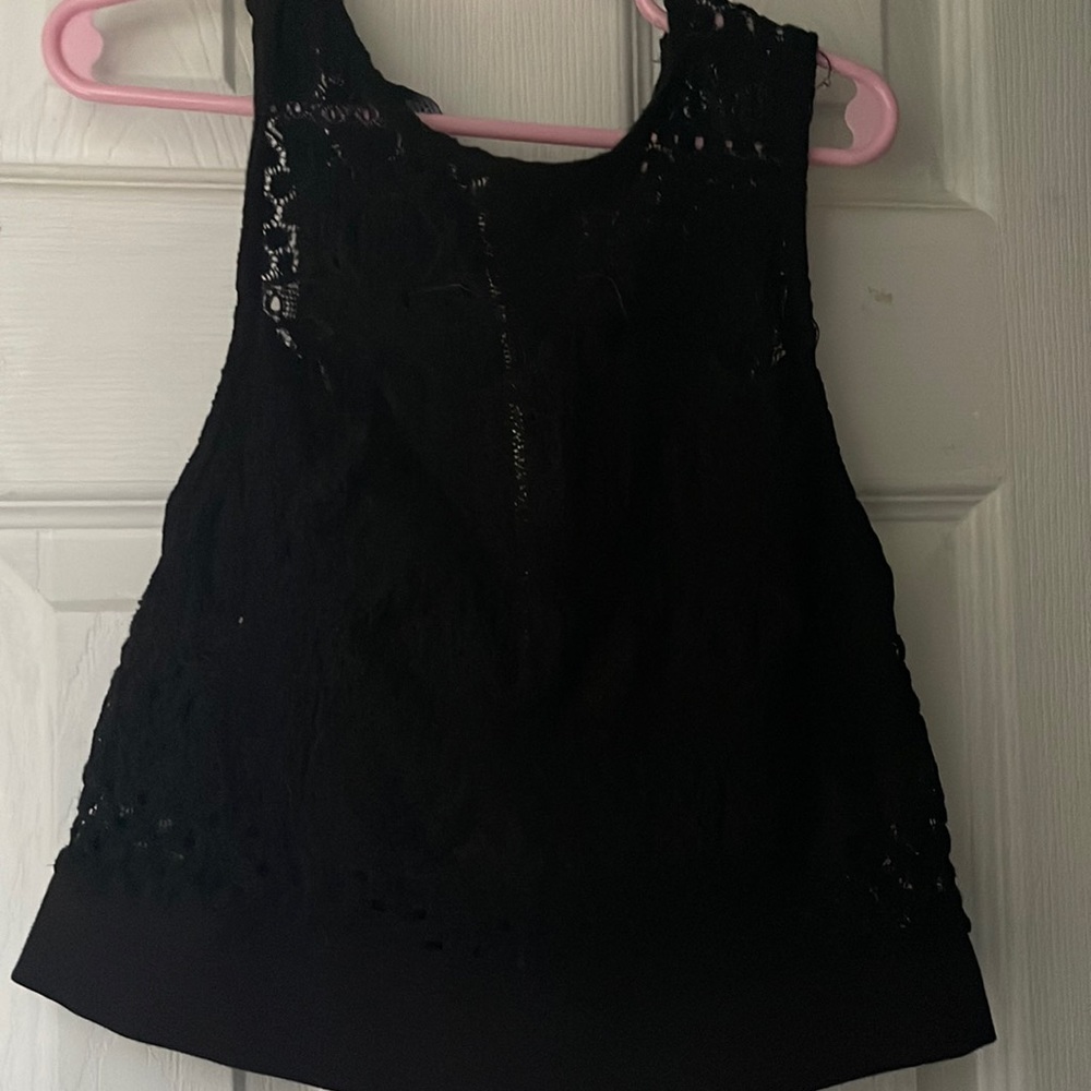 black lace crop top
